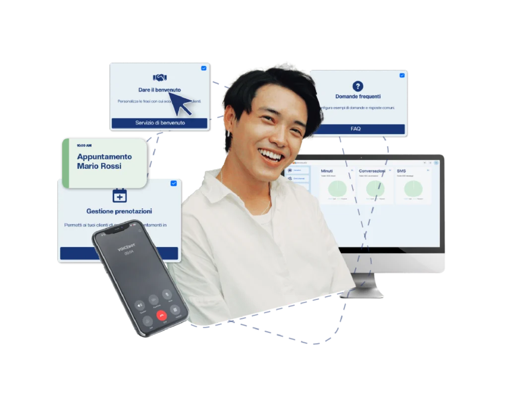 boy with device ai voicebot voismart