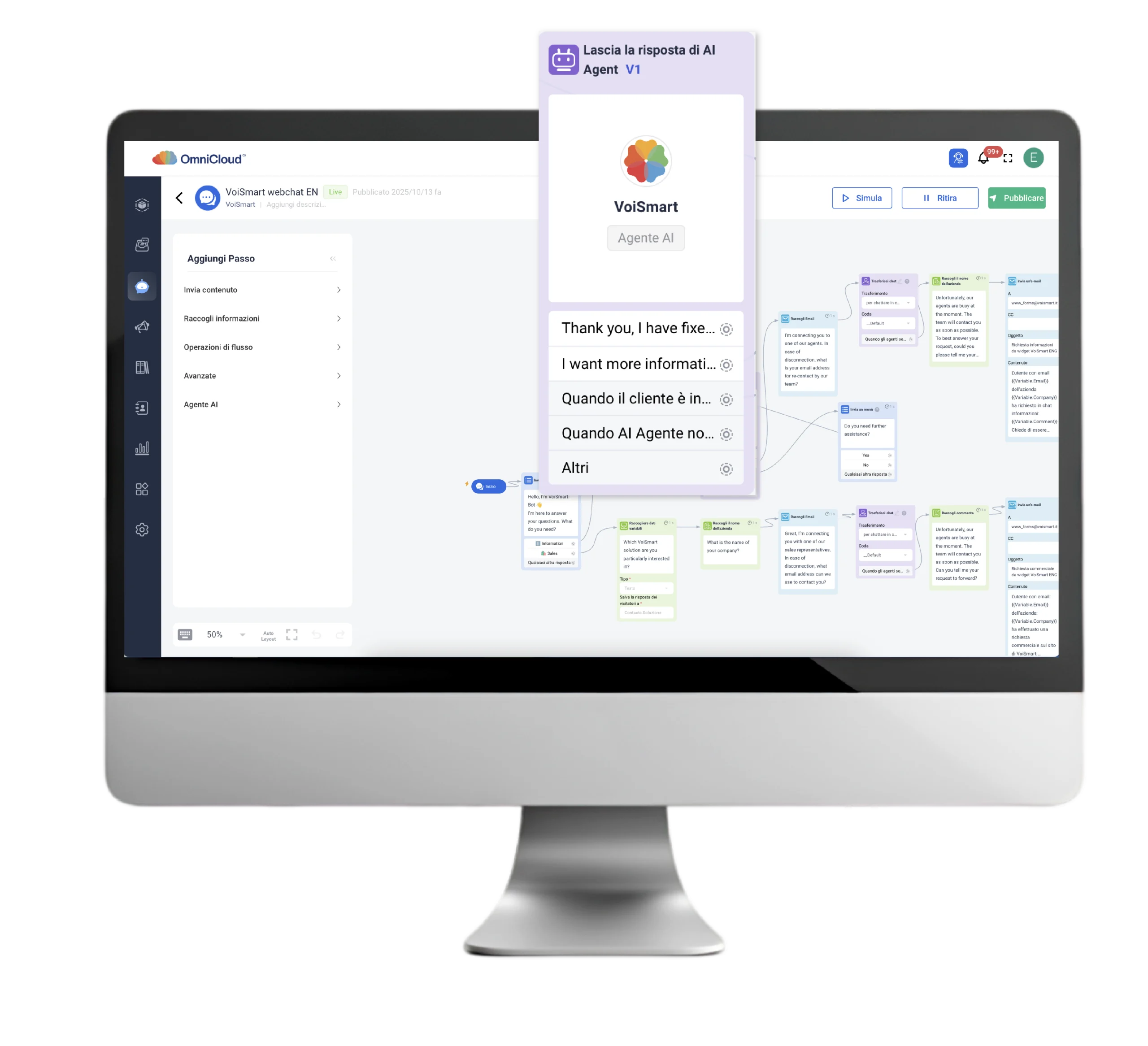 Omnicloudcx platform omnichannel flow builder AI agent